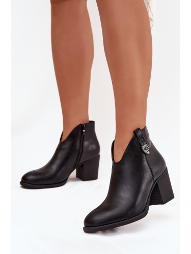 Boto Топли дамски боти на ток от еко кожа черни Талienne