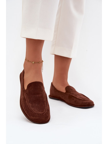 Boto Дамски мокасини от еко велур плоски кафяви Miryelle