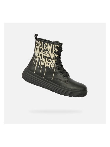 Black Girls Ankle Boots Geox Phaolae Girl - Girls