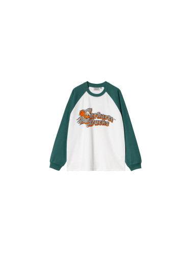 Carhartt WIP L/S Flaming Ducks Baseball T-S Мъже - Тениски Carhartt WIP - Бял - I034668_2QT_XX-L - Size: L