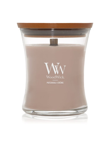 Woodwick Opulent Wood Patchouli Creme ароматна свещ с дървен фитил 275 гр.
