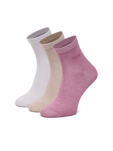 Nine West Дълги чорапи CEO_AS_NW_02_Z_AW25 (3 PACK) Розов