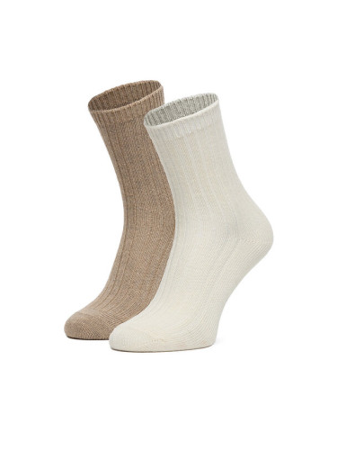 Nine West Дълги чорапи CEO_AS_NW_08_W_AW25 (2 PACK) Екрю