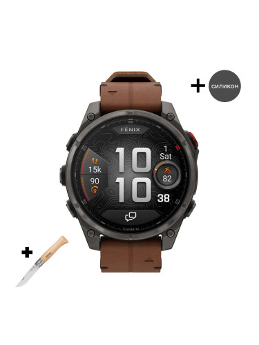 Смарт часовник Garmin Fenix 8 Pro Amoled 47 мм Sapphire Carbon Grey DLC Titanium/Chestnut/Grey 010-03198-40