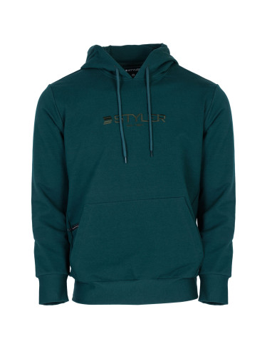 Суитшърт в тъмно зелено с бродерия