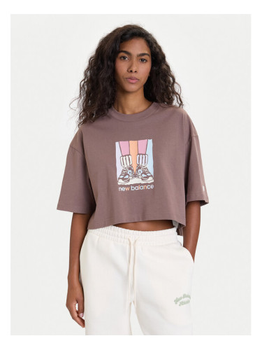 New Balance Тишърт WT53904 Кафяв Regular Fit