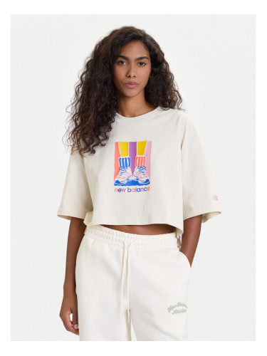 New Balance Тишърт WT53904 Бежов Regular Fit