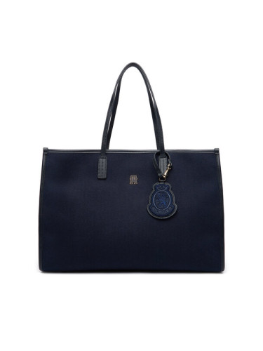 Tommy Hilfiger Дамска чанта Th City Large Tote Melton AW0AW18215 Тъмносин