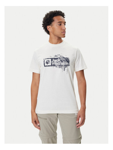 Jack Wolfskin Тишърт Brand T A64116 Екрю Regular Fit