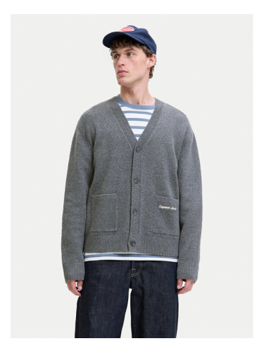 Jack & Jones Кардиган Norrebro 12282732 Сив Loose Fit