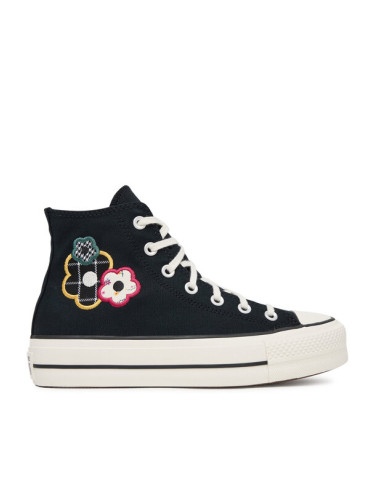 Converse Кецове Chuck Taylor All Star Lift Platform Floral Patchwork A15534C Черен