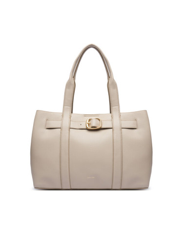 Calvin Klein Дамска чанта Buckle Medium Tote LV04F3294G Екрю