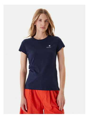 Mustang Тишърт Loa 1016509 Тъмносин Slim Fit