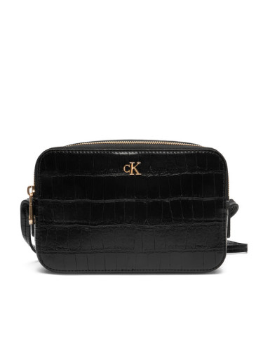 Calvin Klein Дамска чанта Ck Croc Camera Bag LV04F3285G Черен