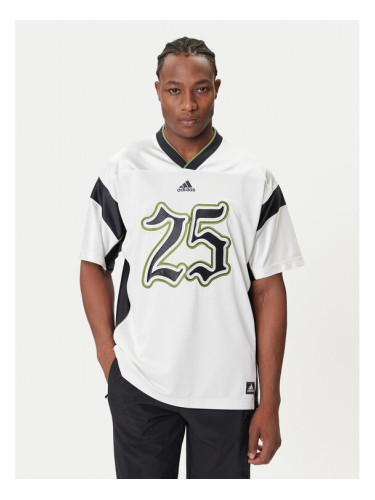 adidas Тишърт Football JY2762 Бял Oversize