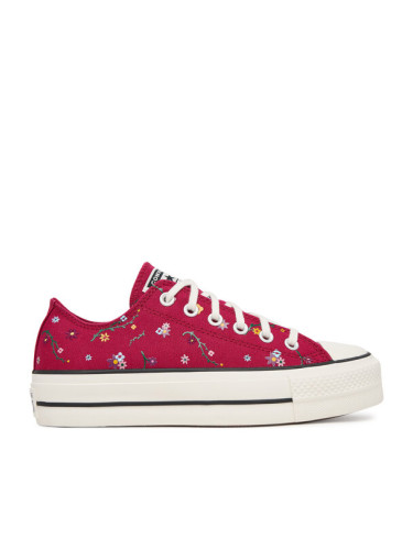 Converse Кецове Chuck Taylor All Star Lift Platform Embroidered Floral Patchwork A15535C Бордо