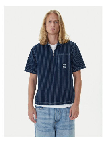 adidas Тениска с яка и копчета Wabash JW0169 Тъмносин Loose Fit