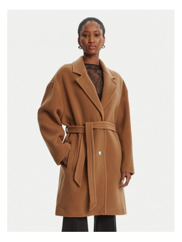 PINKO Вълнено палто 105685 A2SM Кафяв Regular Fit