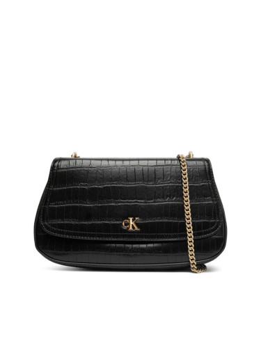 Calvin Klein Дамска чанта Ck Croc Conv Chain Medium Bag LV04F3284G Черен
