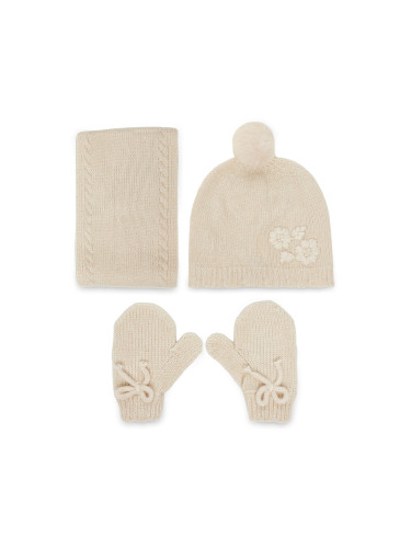 Комплект шапка, шал тип комин и ръкавици Mayoral 10019 Бежов