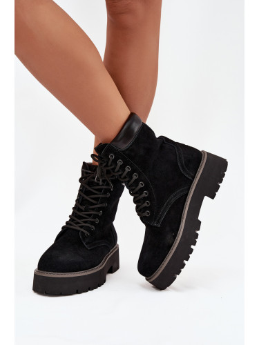 BIG STAR SHOES Замшови ботуши работници дамски с връзки Big Star