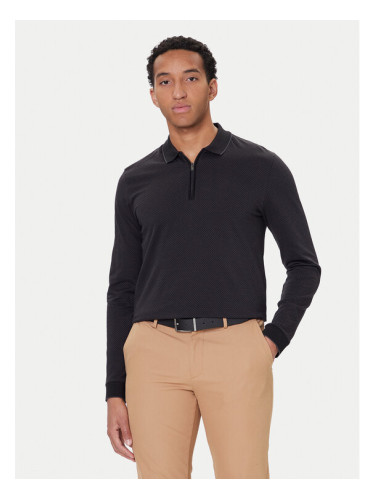 BOSS Тениска с яка и копчета H-Peduzzi 06 50549583 Черен Regular Fit