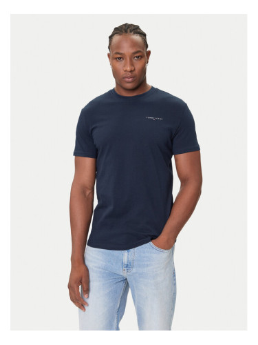 Tommy Jeans Тишърт Linear Chest DM0DM21780 Тъмносин Slim Fit