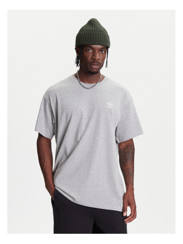 adidas Тишърт Trefoil Essentials JY6270 Сив Oversize