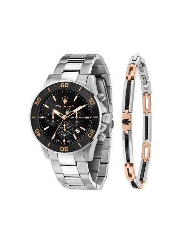 Комплект часовник и гривна Maserati Competizione Diver Chronograph Gift SET R8873600001 Сребрист