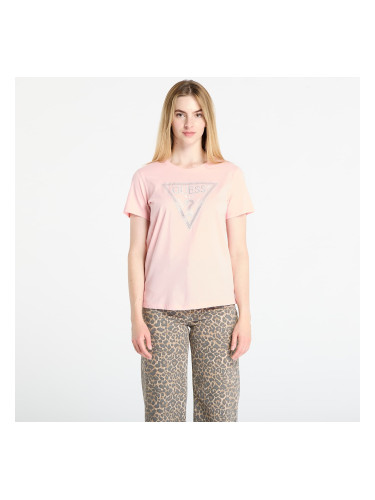 Тениска GUESS Ss Cn Krystal Triangle Tee Pink L