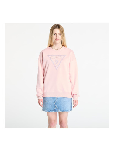 Суитшърт GUESS Ls Triangle Glitter Sweatshirt Pink S