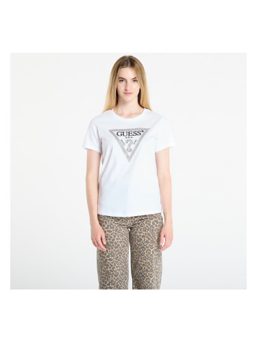 Тениска GUESS Ss Cn Krystal Triangle Tee White S