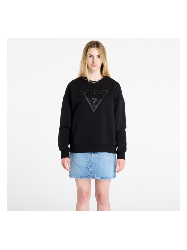 Суитшърт GUESS Ls Triangle Glitter Sweatshirt Black L