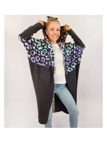 Pri Long cardigan colorful leopard sweater with wool
