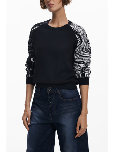 Черен пуловер Desigual за жени