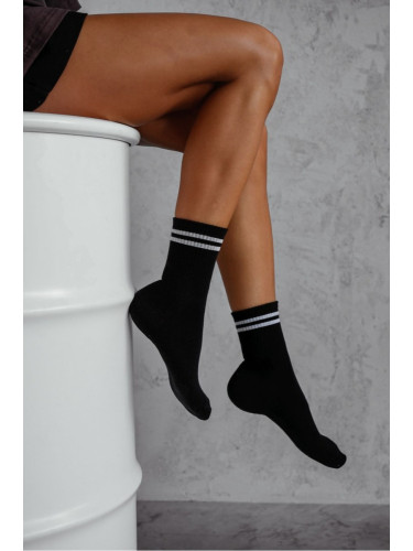 Milena Дамски чорапи Два тънки черни райета