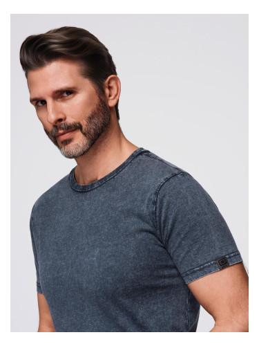 Ombre Men's t-shirt with wash effect - navy blue