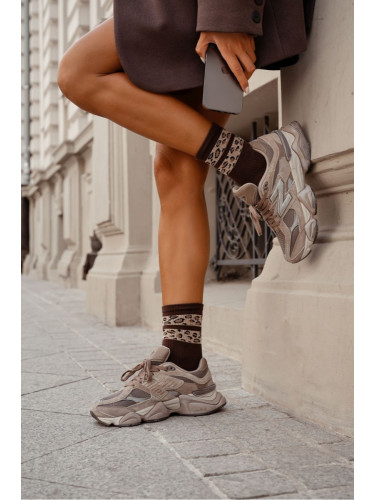 Milena Дамски чорапи два петнистая ивици кафяви