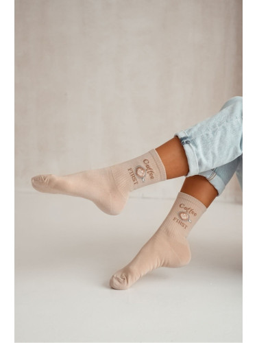 Milena Дамски чорапи Coffee FIRST Бежови
