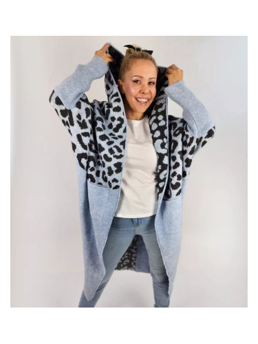 Pri Long cardigan colorful leopard sweater with wool