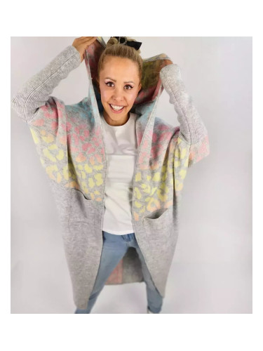 Pri Long cardigan colorful leopard sweater with wool