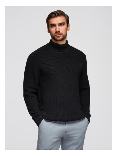 Ombre Men's classic cotton turtleneck sweater - black