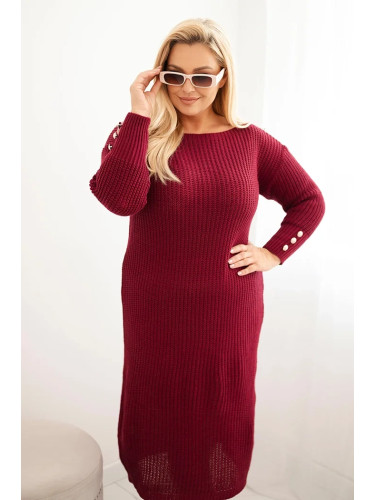 Kesi Włoski Plus Size women's sweater dress with mohair burgundy