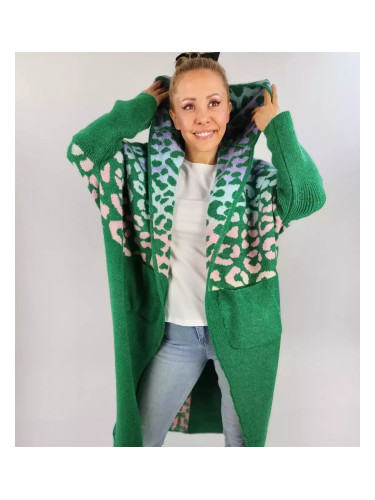 Pri Long cardigan colorful leopard sweater with wool