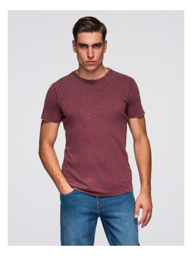 Ombre Men's T-shirt with wash effect - burgundy