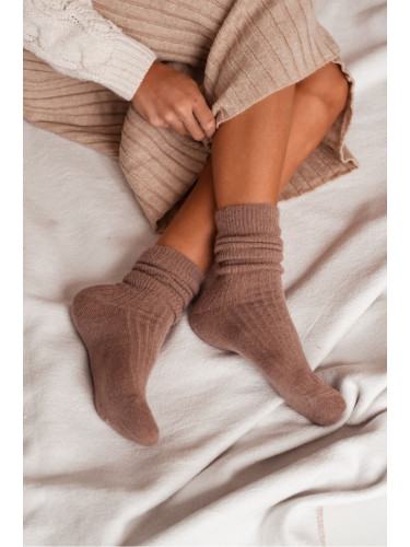 Milena Дамски чорапи от алпака в тъмносветъл цвят