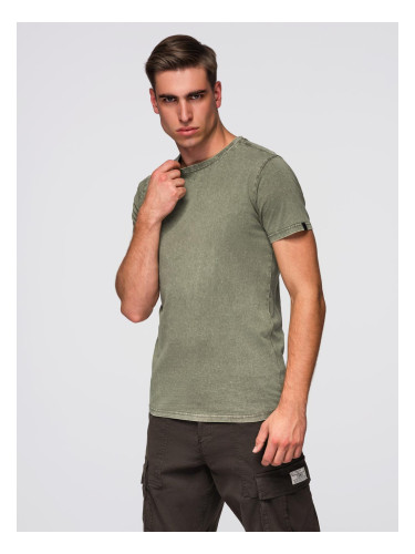 Ombre Men's t-shirt with wash effect - olive