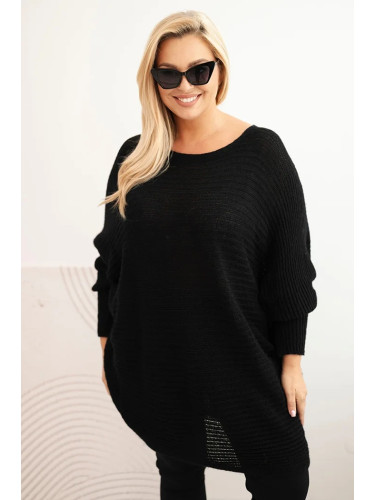 Kesi Włoski Women's Plus Size mohair poncho sweater black