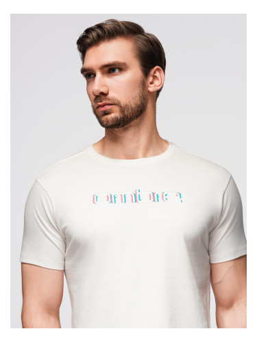 Ombre Men's T-shirt with embroidery on chest - white