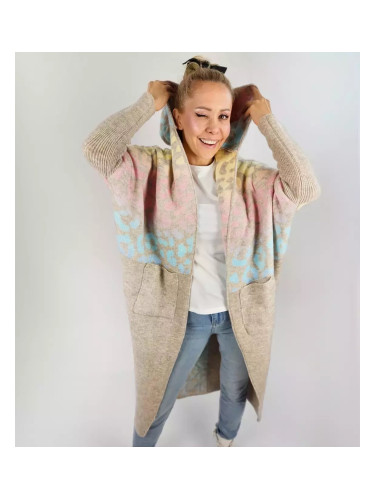 Pri Long cardigan colorful leopard sweater with wool